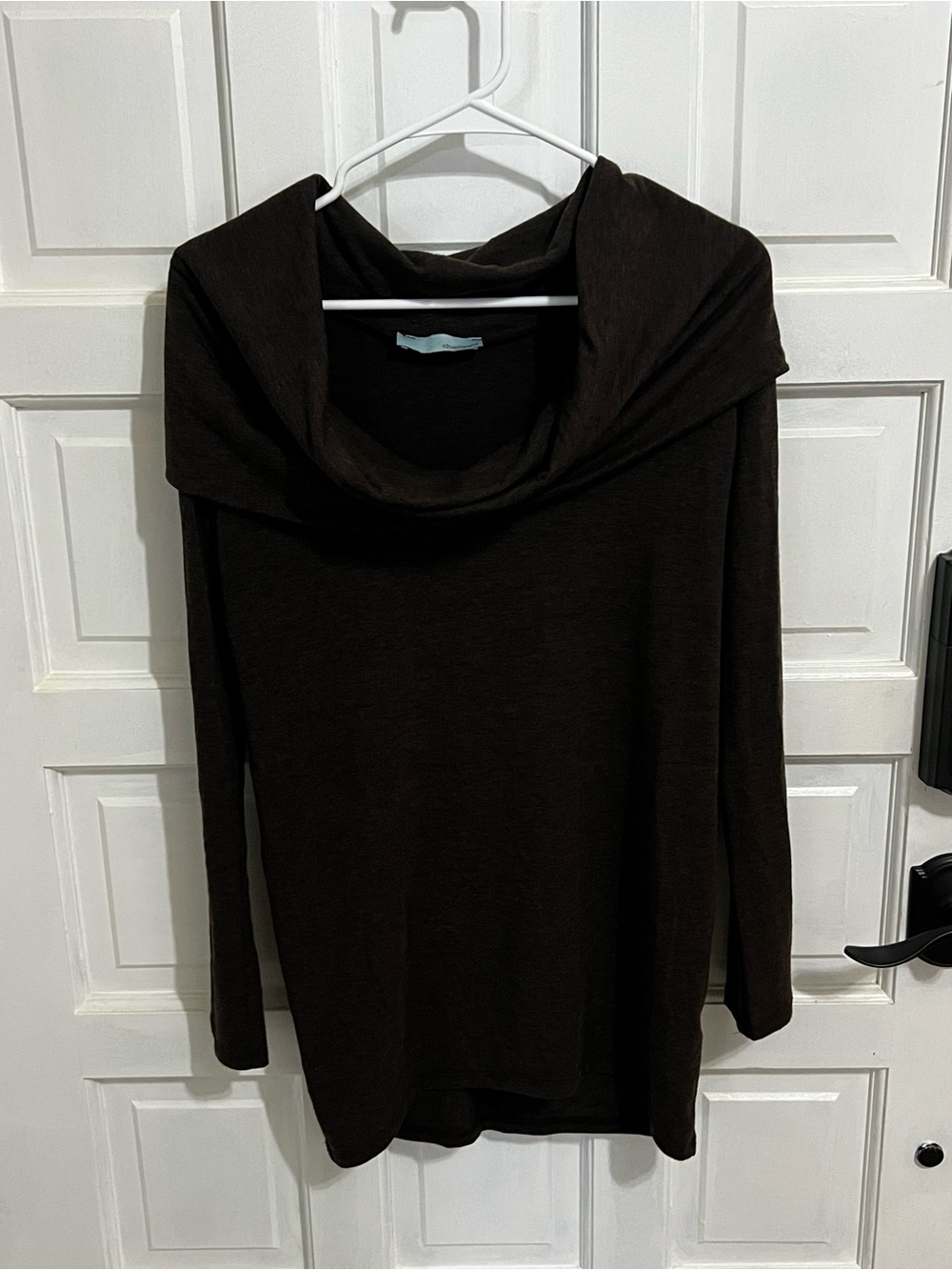 Women's Cowl Neck Long Sleeve Sweater - Brown